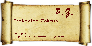 Perkovits Zakeus névjegykártya